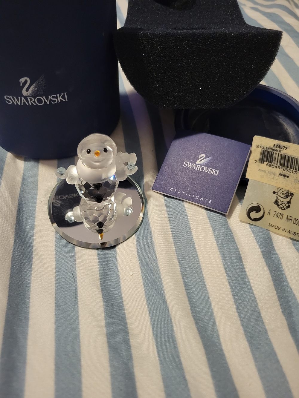 Swarovski Crystal Snowman Figurine with Box